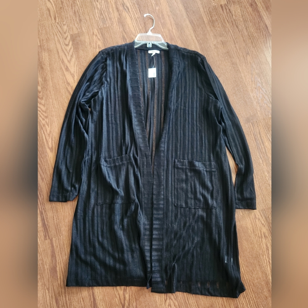 Maurices Sheer Black Long Cardigan